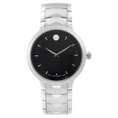 Movado Luno Stainless Steel Black Dial Quartz Mens Watch 0607041