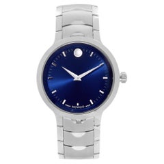 Movado Luno Montre pour homme en acier inoxydable avec cadran bleu et quartz 0607042