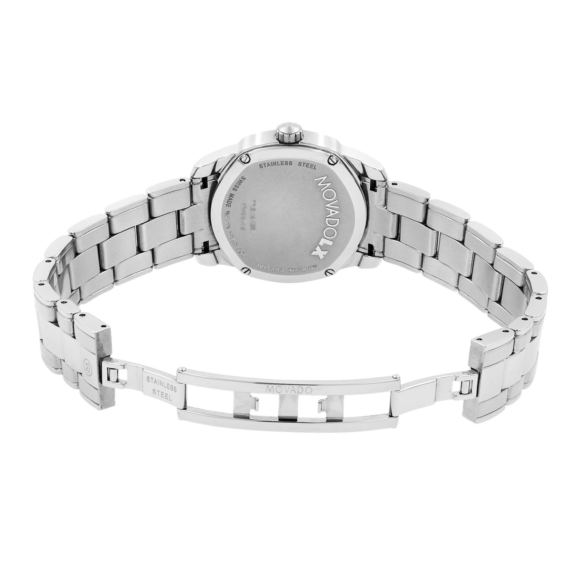 Movado LX Montre pour femme avec cadran en acier, diamants et nacre, 0606619 en vente 2