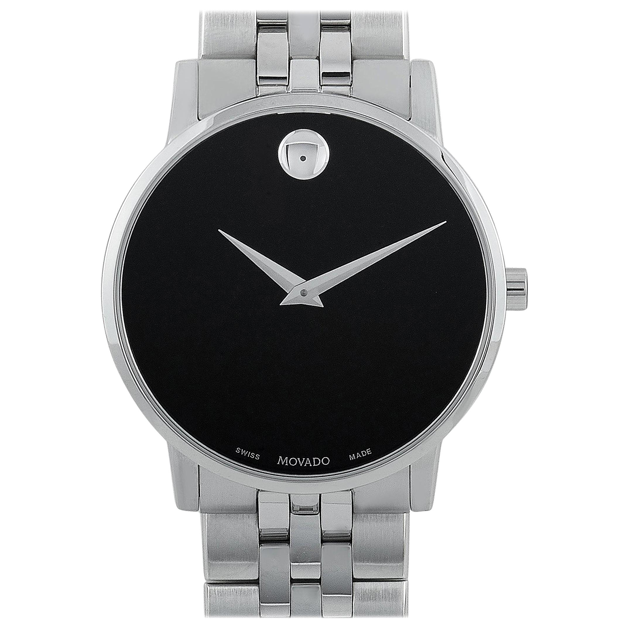 Movado Men's Museum Classic Black Dial Stainless Steel Watch 0607199