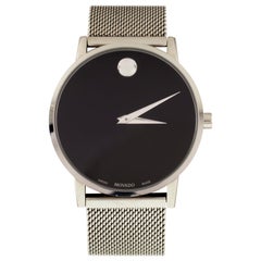 Montre Movado pour homme en acier à quartz et quartz avec bracelet en maille 0607219 avec boîte et papiers