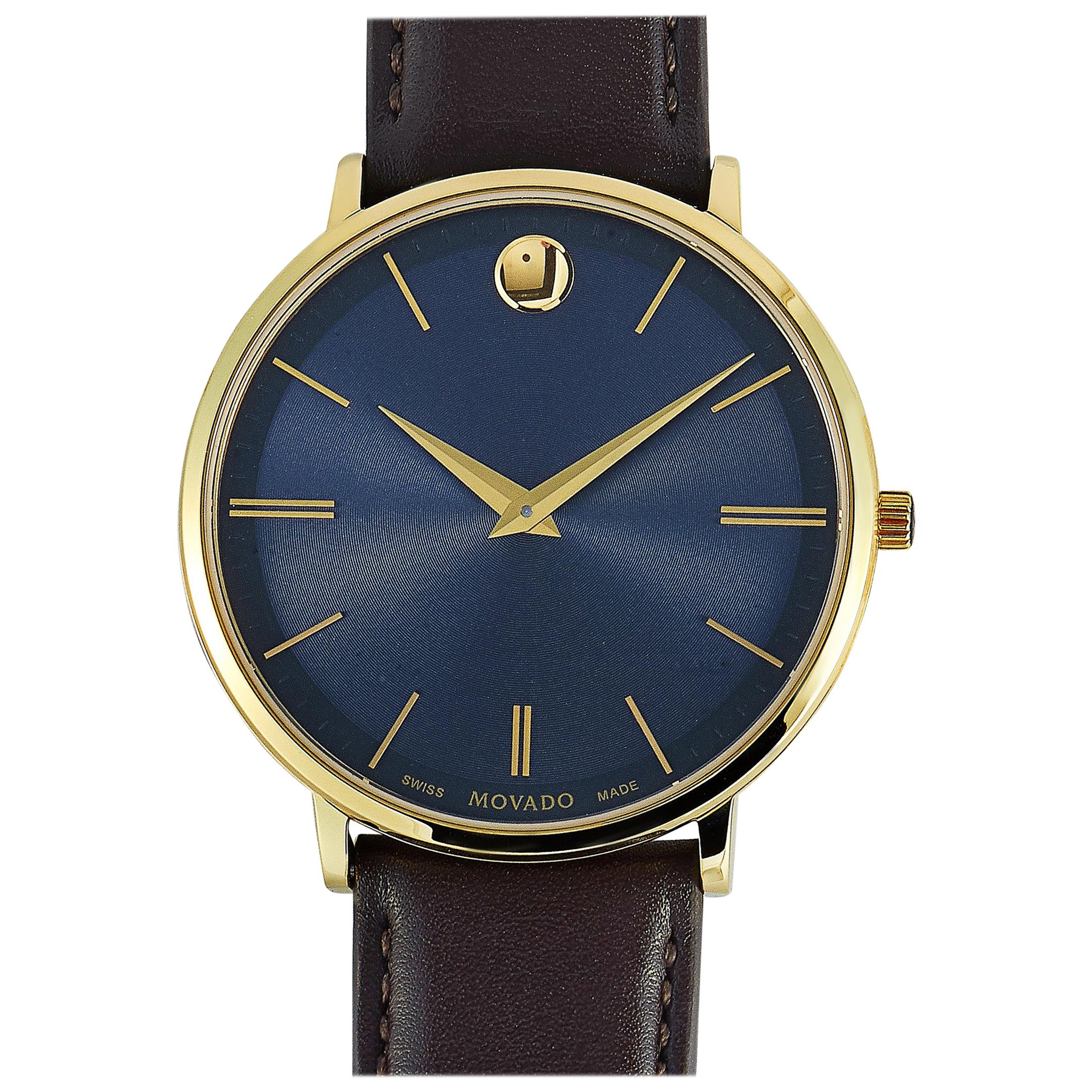 Movado Men's Ultra Slim Blue Dial Watch 0607088