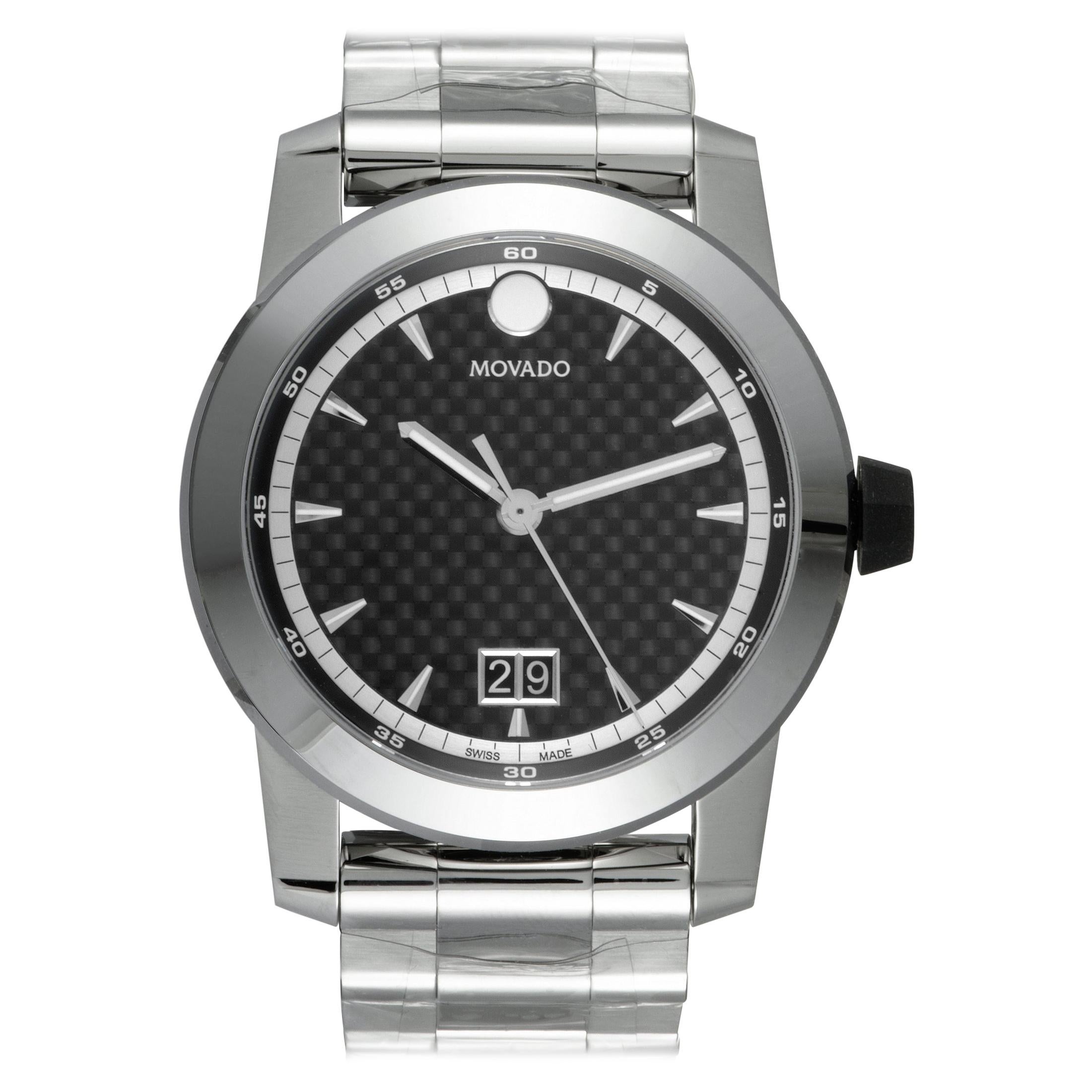 Movado Men s Vizio Black Dial Stainless Steel Watch 607050 at 1stDibs movado vizio watch movado vizio carbon fiber movado carbon fiber watch