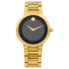 Movado Modern Classic Yellow Gold Tone Black Dial Quartz Men's Watch 0607121