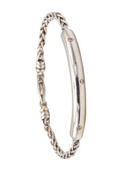 Movado Modernism Tubular Bracelet in .925 Sterling Silver with 3 Vs Diamonds