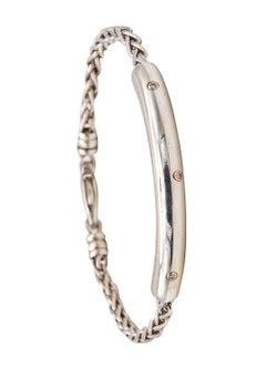 Bracelet tubulaire Movado Modernism en argent sterling .925 avec 3 diamants