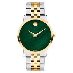 Used Movado Museum 32mm Green Dial Two Tone Stainless Steel Ladies Watch 607631