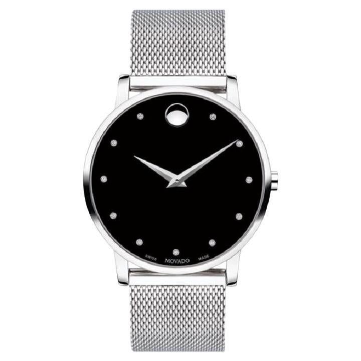 Movado Museum Classic 40mm Black Dial Stainless Steel Men's Watch ...