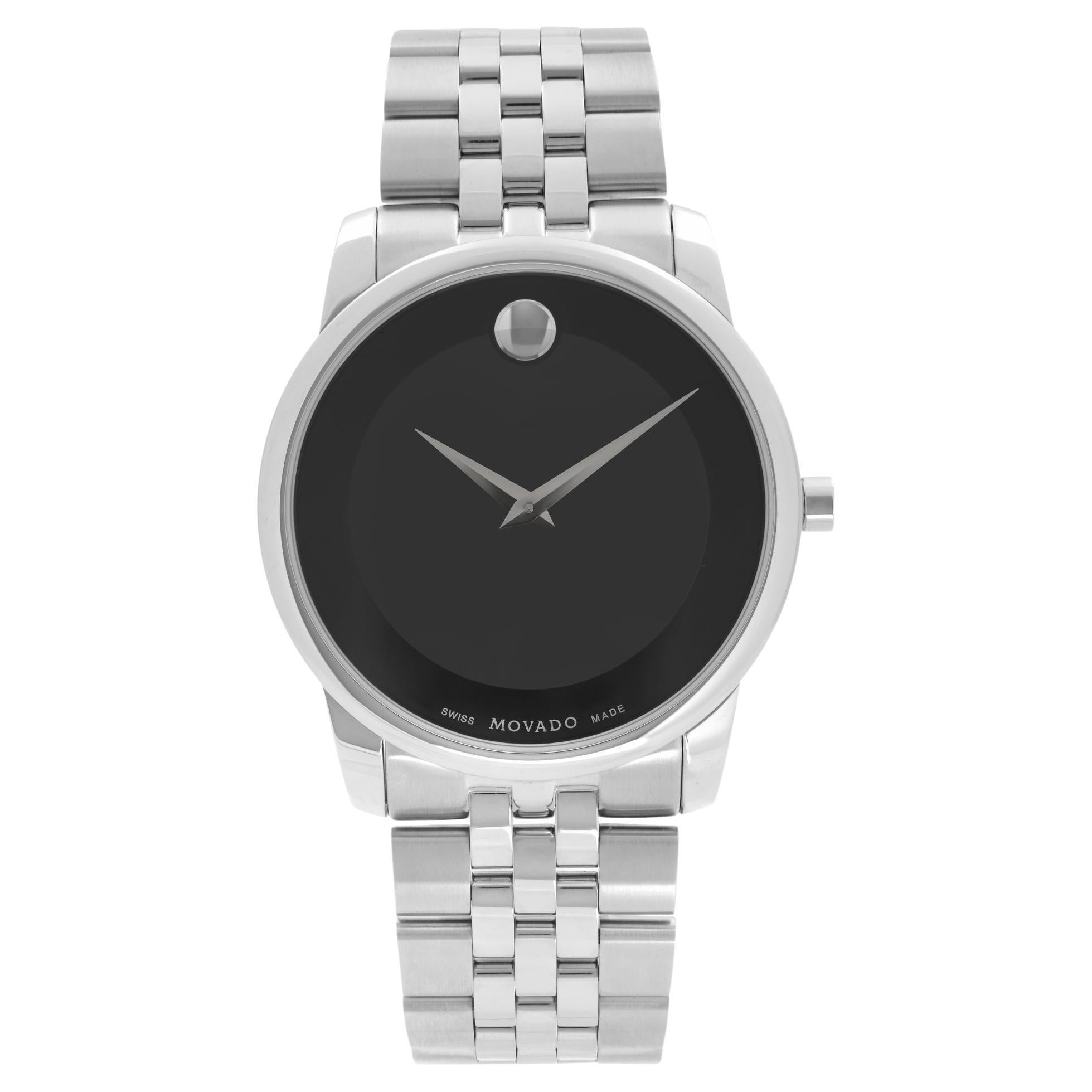 Movado Museum 40mm Black Dial Men's Watch 607511 For Sale at 1stDibs