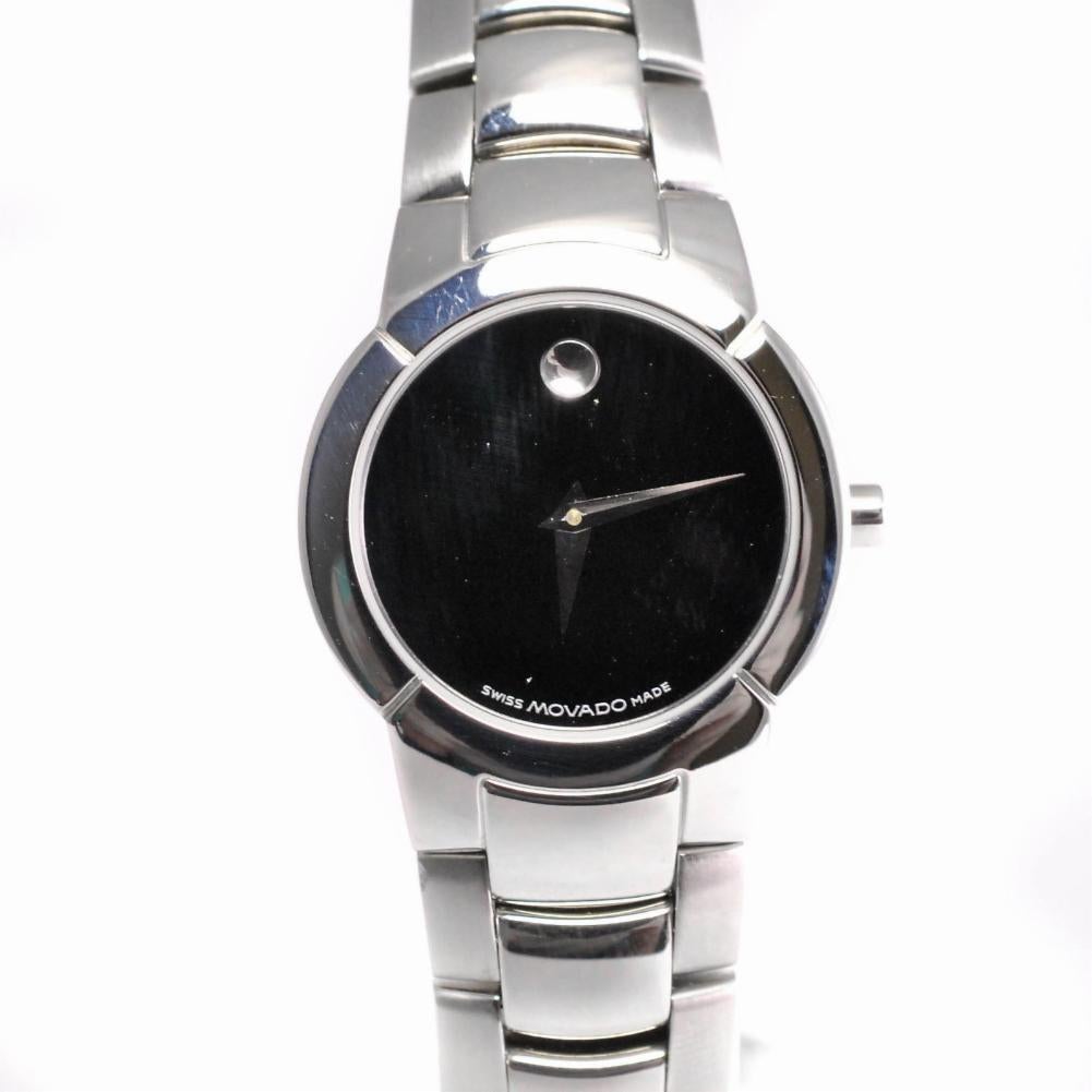 Modern Movado Museum 84-A1-1842 Women's Quartz Watch Black Dial Stainless Steel For Sale