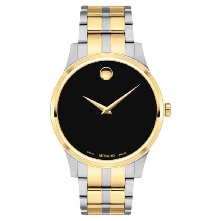 Movado Museum Black Dial 40mm Two Tone Quartz Men's Watch 607536 For Sale  at 1stDibs