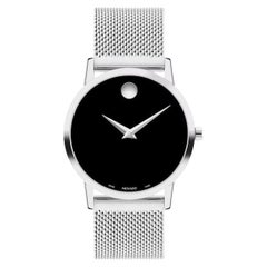 Used Movado Museum Classic 33mm Black Dial Stainless Steel Ladies Watch 607646