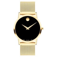 Movado Museum Classic 33mm schwarzes Zifferblatt aus Edelstahl Damenuhr 607647