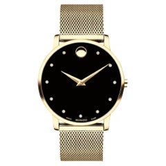 Movado Museum Classic 40mm Black Dial Men's Yellow Gold Ion Plated Watch 607512