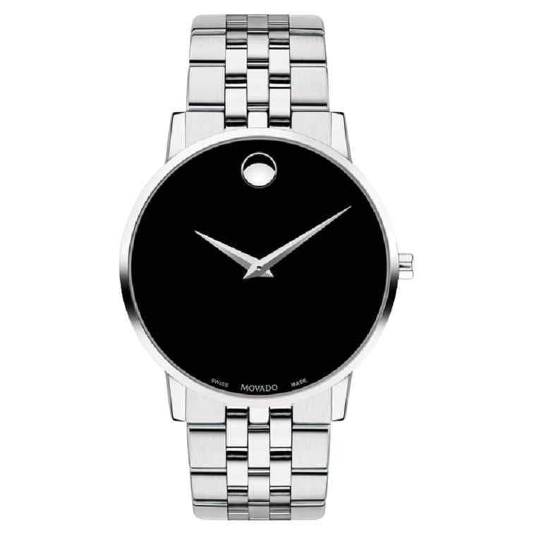 Movado Museum Classic 40mm Black Dial Stainless Steel Men's Watch 607199 For Sale