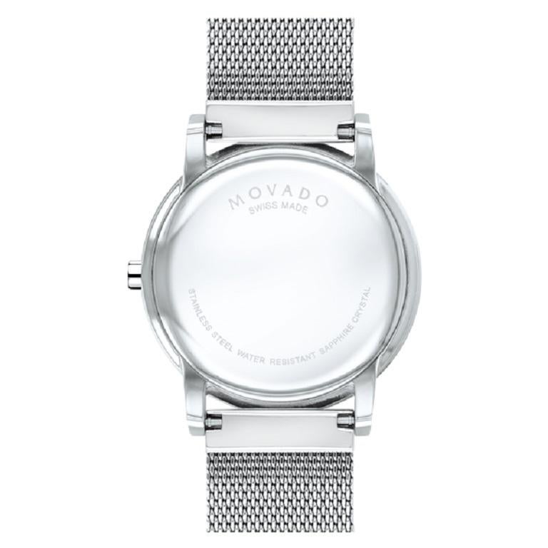 Reloj de caballero Movado Museum Classic 40 mm Esfera negra Acero inoxidable 607219 en Nuevo Estado en Wilmington, DE