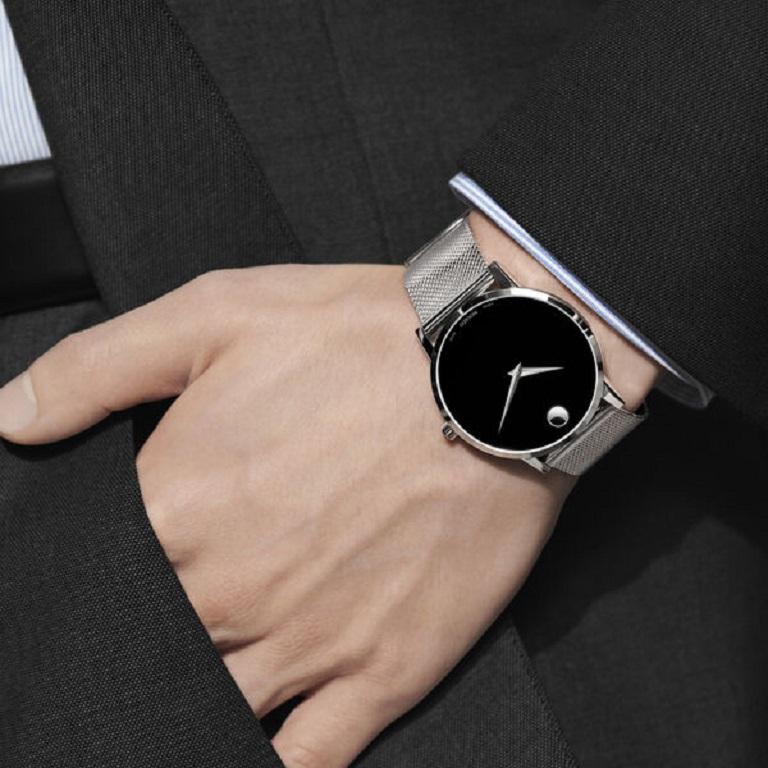 Femenino o masculino Reloj de caballero Movado Museum Classic 40 mm Esfera negra Acero inoxidable 607219