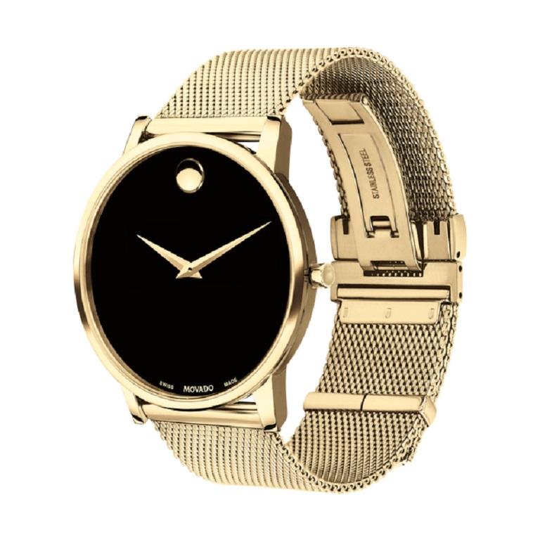 Movado Museum Classic 40mm Black Dial Stainless Steel Mesh Bracelet Watch 607396

Movado Museum Classic, 40mm yellow gold PVD-finished stainless steel case and mesh bracelet with a black-toned dial.

Dial: Black Museum With Concave Dot
Case