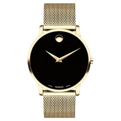 Used Movado Museum Classic 40mm Black Dial Stainless Steel Mesh Bracelet Watch 607396