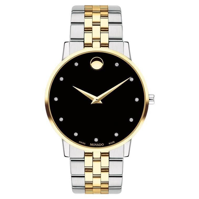 Movado Museum Classic 40mm Black Dial Two Tone Stainless Steel Watch 607202