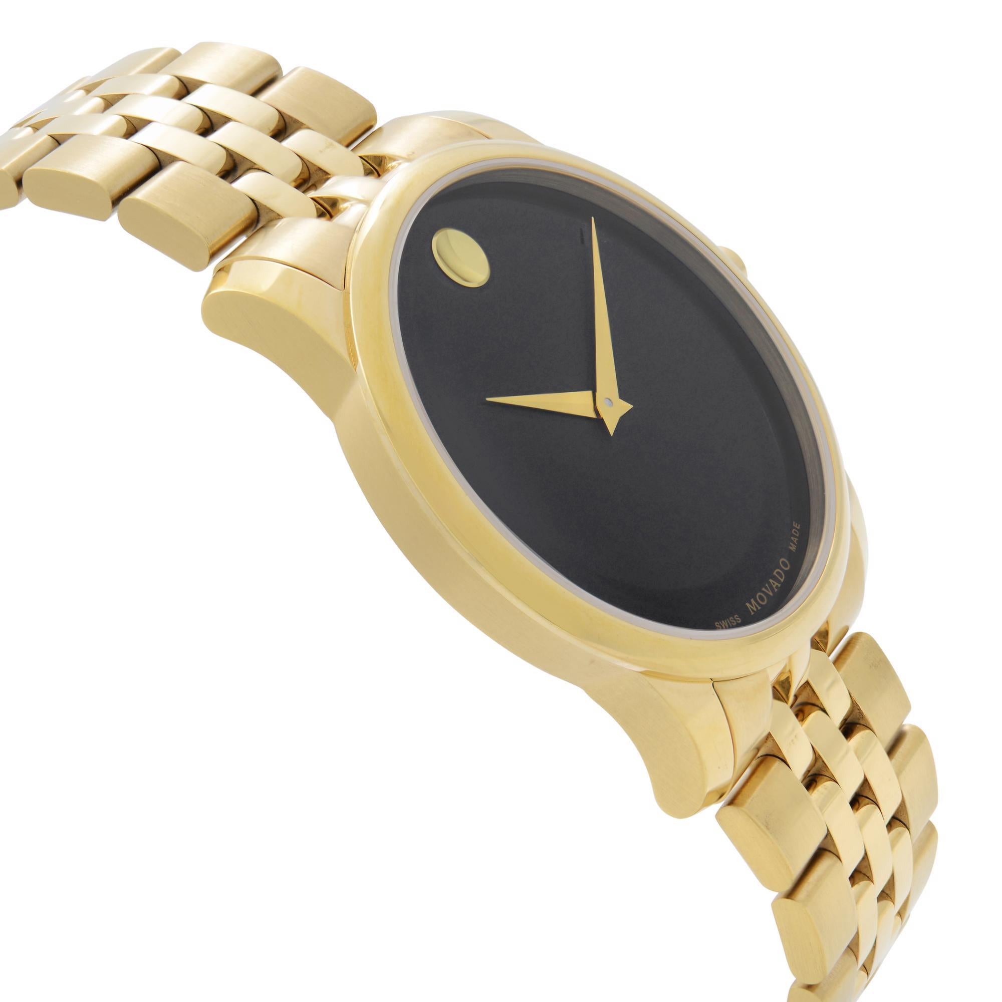 movado gold watch black face