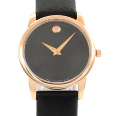 Movado Museum Classic Rose Gold Tone Steel Leather Quartz Ladies Watch 0607079