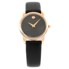 Movado Museum Classic Montre Femme Quartz Acier Cuir Ton Or Rose 0607079