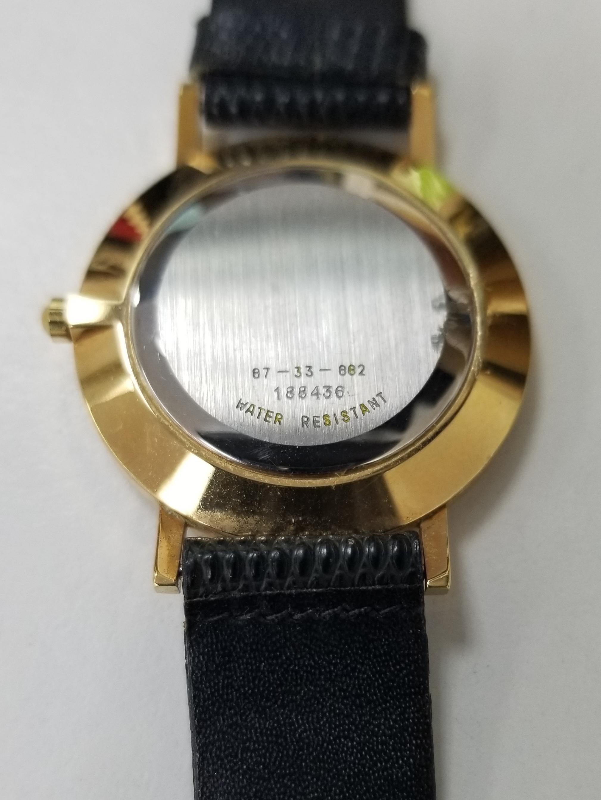movado blue face leather strap