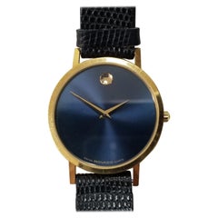 Vintage Movado Museum Classic Watch with Blue Dial