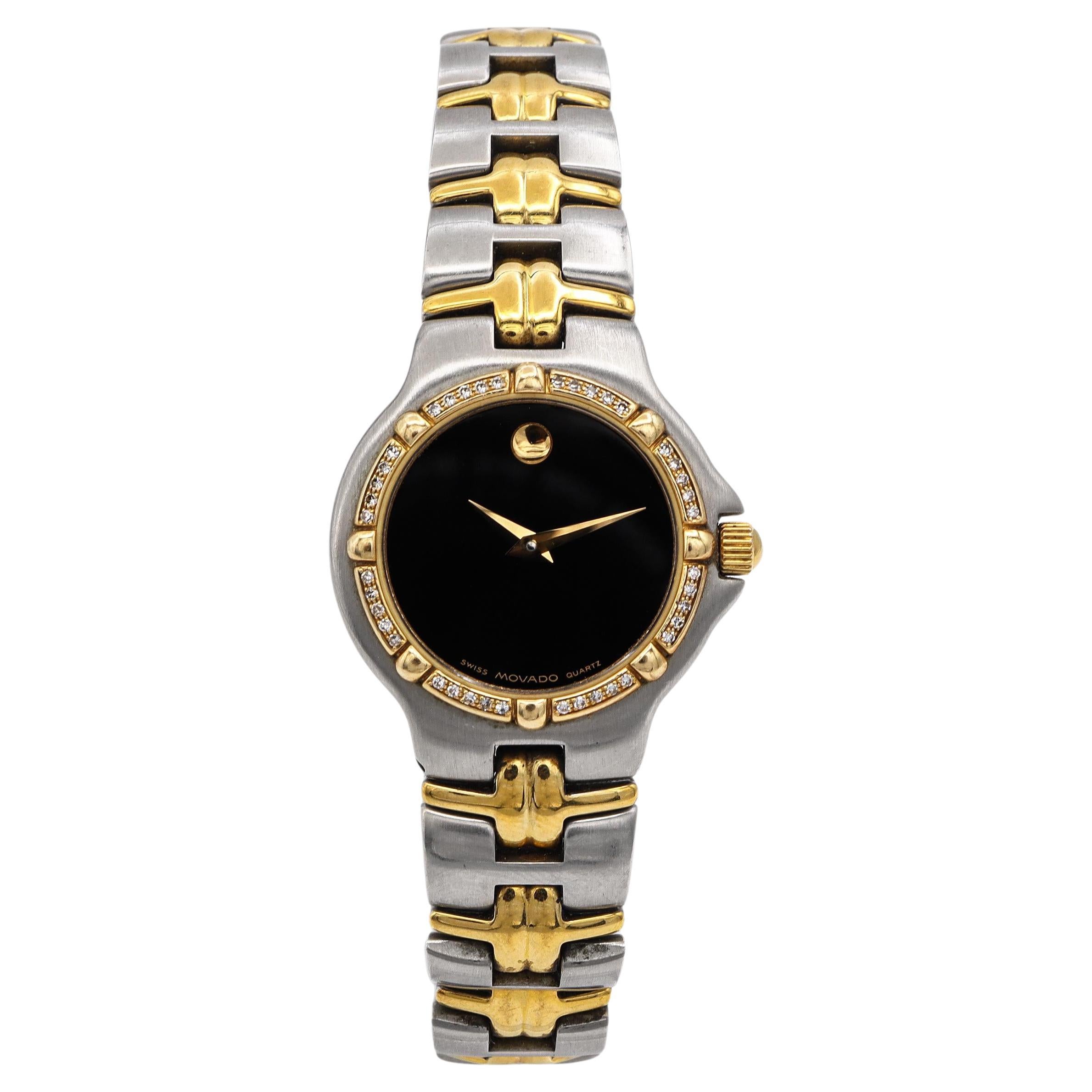 Montre Movado Museum Diamond Bezel Black Dial Quartz Women
s Watch Ref. 85.A1.827.2S