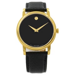 Movado Museum Gold Tone Stainless Steel Leather Quartz Men’s Watch 2100005