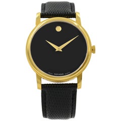 Movado Museum Gold Tone Stainless Steel Leather Quartz Men's Watch 2100005