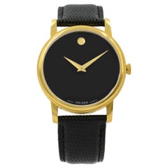 Movado Museum Gold Tone Stainless Steel Leather Quartz Men's Watch 2100005