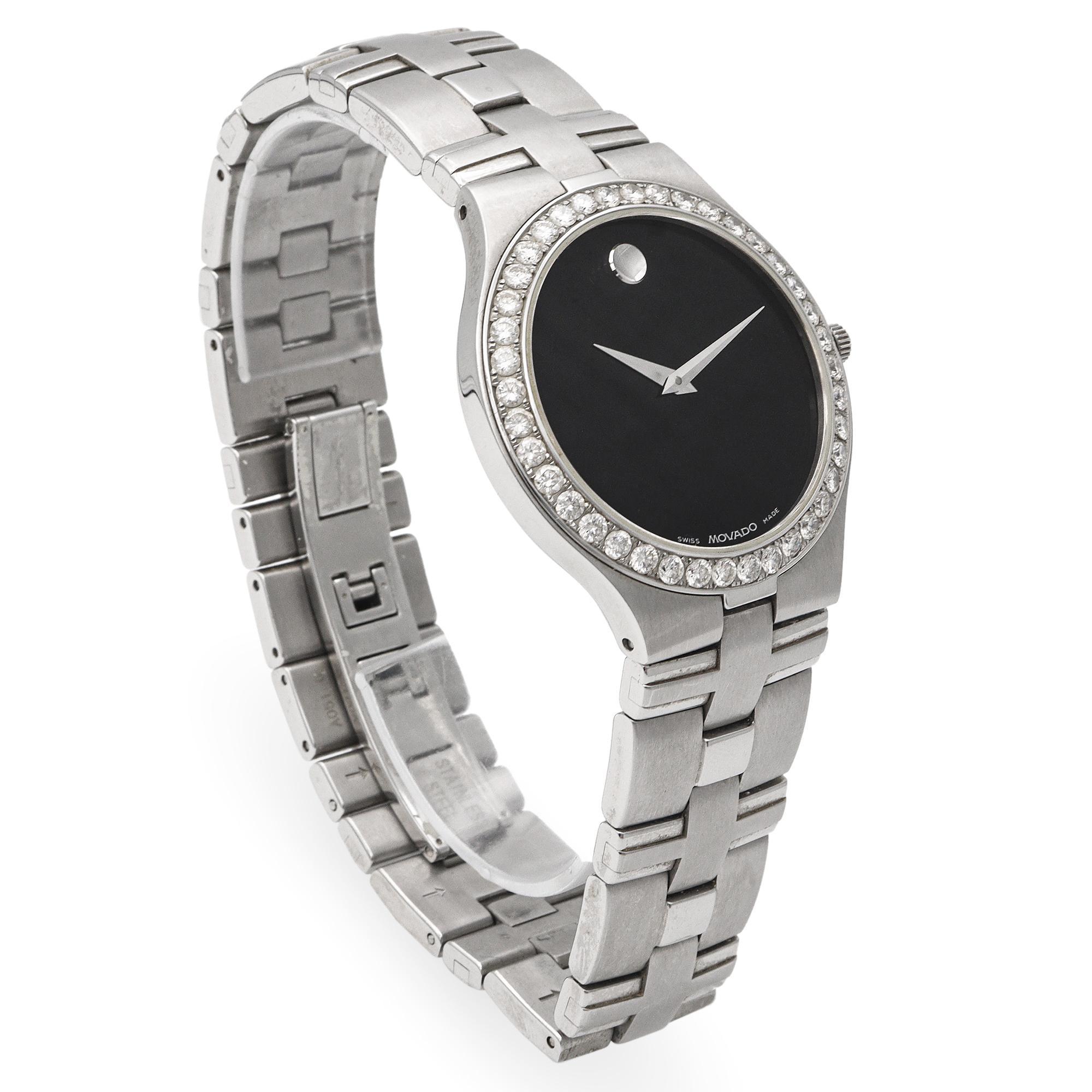 Movado Museum Juro Diamond Stainless Steel Quartz Men's Watch Ref. 84.G2.1899 Bon état - En vente à New York, NY