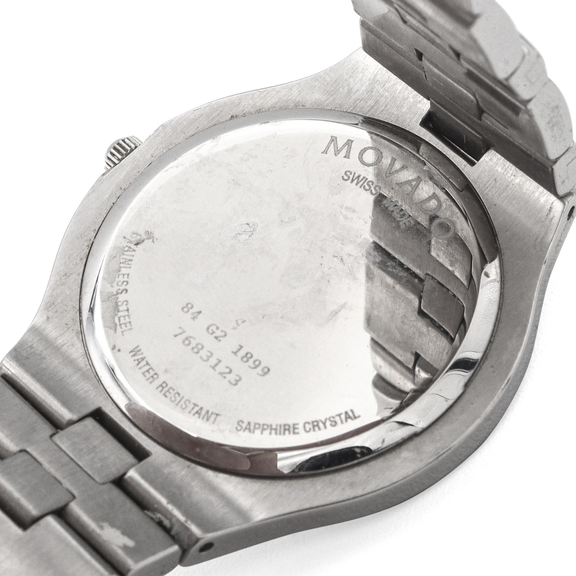Movado Museum Juro Diamond Stainless Steel Quartz Men's Watch Ref. 84.G2.1899 Pour hommes en vente