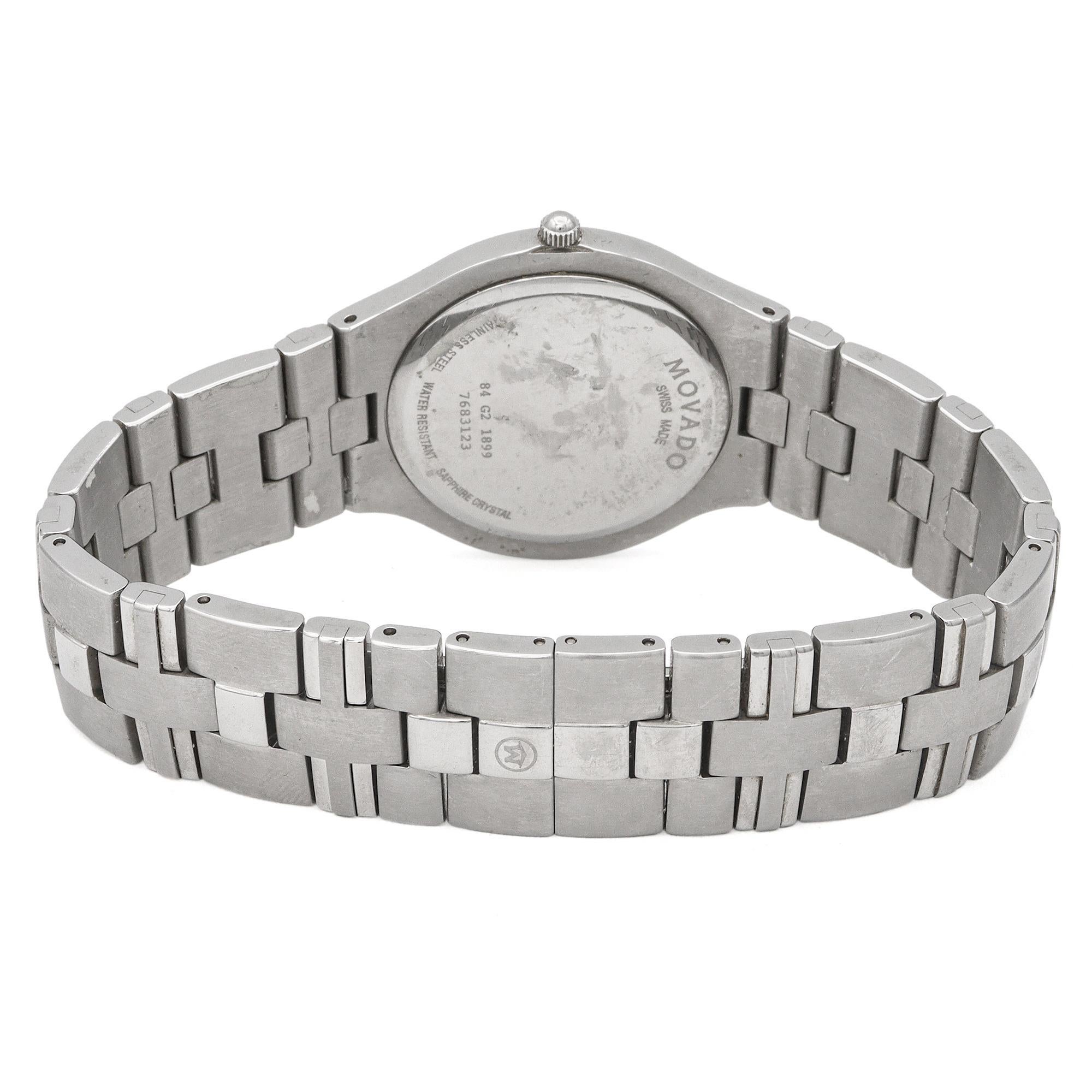 Movado Museum Juro Diamond Stainless Steel Quartz Men's Watch Ref. 84.G2.1899 en vente 1