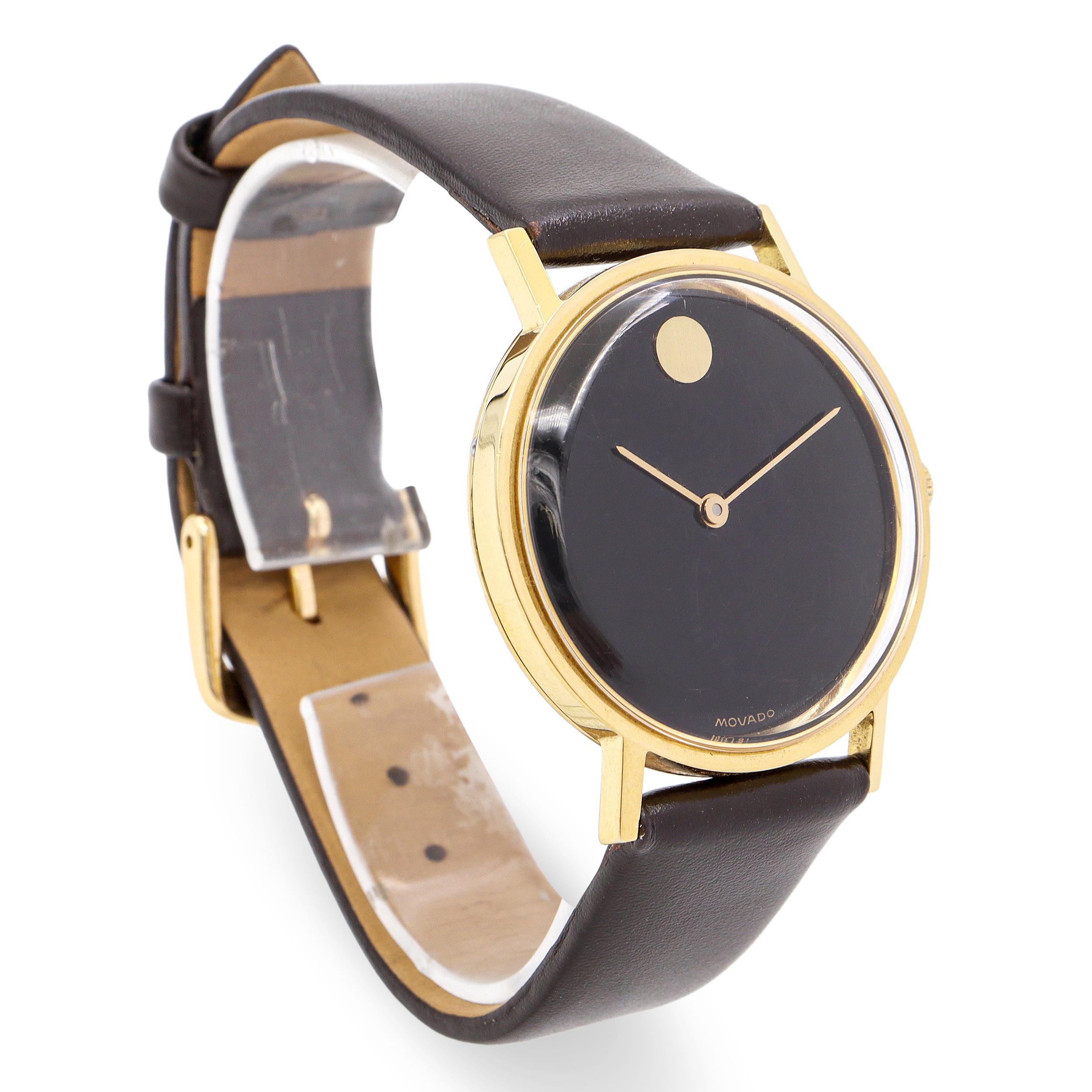 Orologio da uomo Movado Museum Edizione Limitata 1994 Quadrante Nero Carica Manuale In condizioni buone in vendita a New York, NY