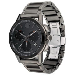 Movado Museum Sport Chronograph 43mm Black Dial Stainless Steel Watch 607558
