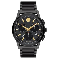 Movado Museum Sport Chronograph 43mm Edelstahl-Uhr 607802 mit schwarzem Zifferblatt