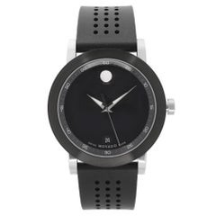 Movado Museum Sport Steel Rubber Strap Black Dial Quartz Mens Watch 0606507