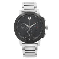 Movado Museum Stainless Steel Chronograph Black Dial Quartz Mens Watch 0606792