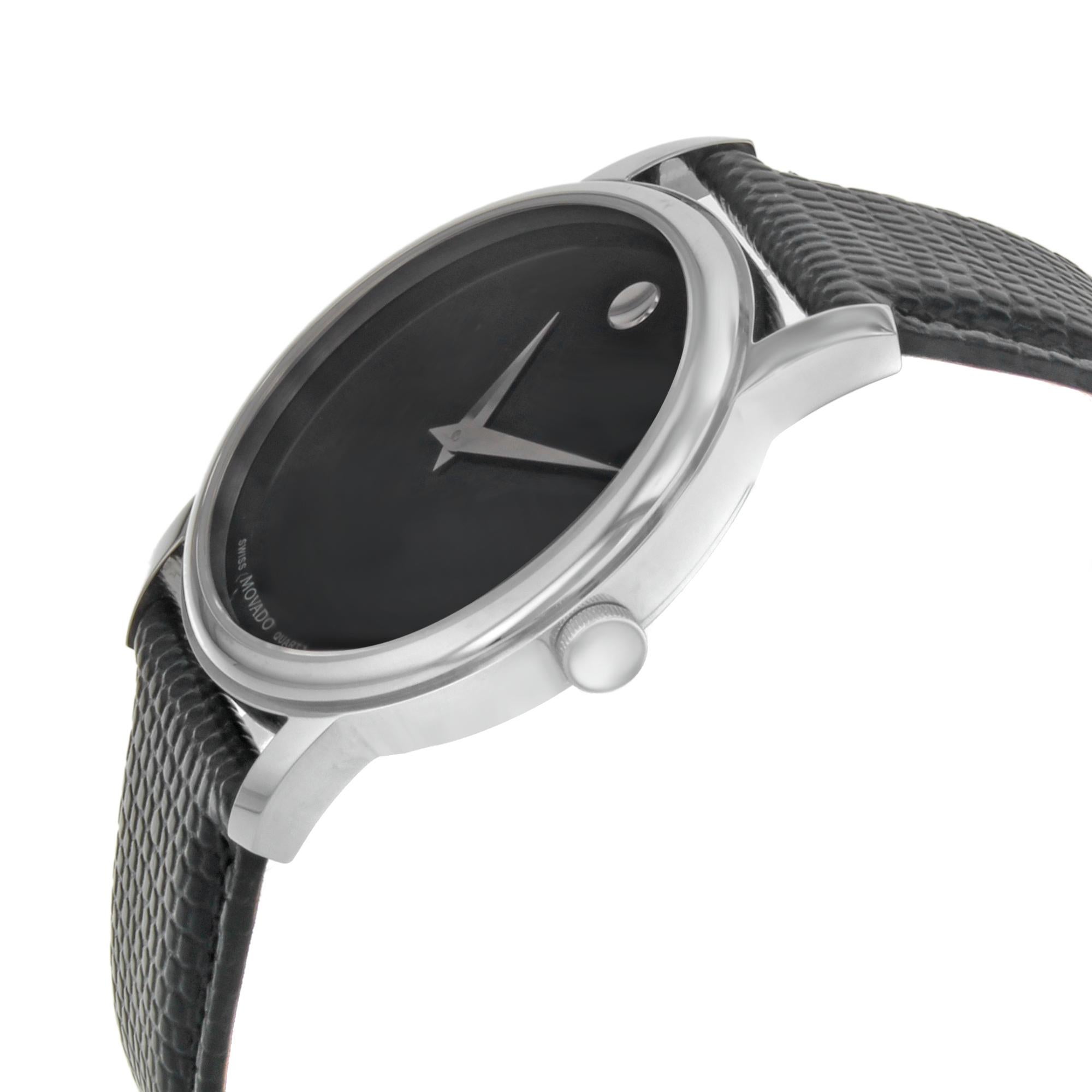 movado museum black dial stainless steel men's watch