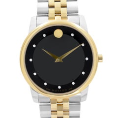 Movado Museum Two-Tone Steel Black Diamond Dial Quartz Mens Watch 0606879