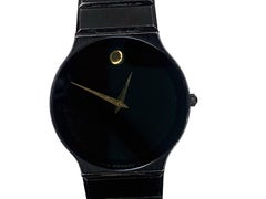 Movado Museum Ultra Thin Watch w/ Black & Gold Style Dial