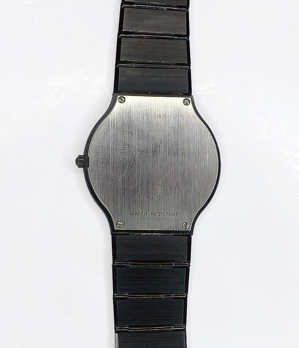Movado Museum Ultra Thin Watch w/ Black & Gold Style Dial In Good Condition For Sale In New York, NY