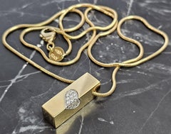 Movado Anhänger Halskette 18k Gelbgold Pave Diamant Herz Bar Seil Kette