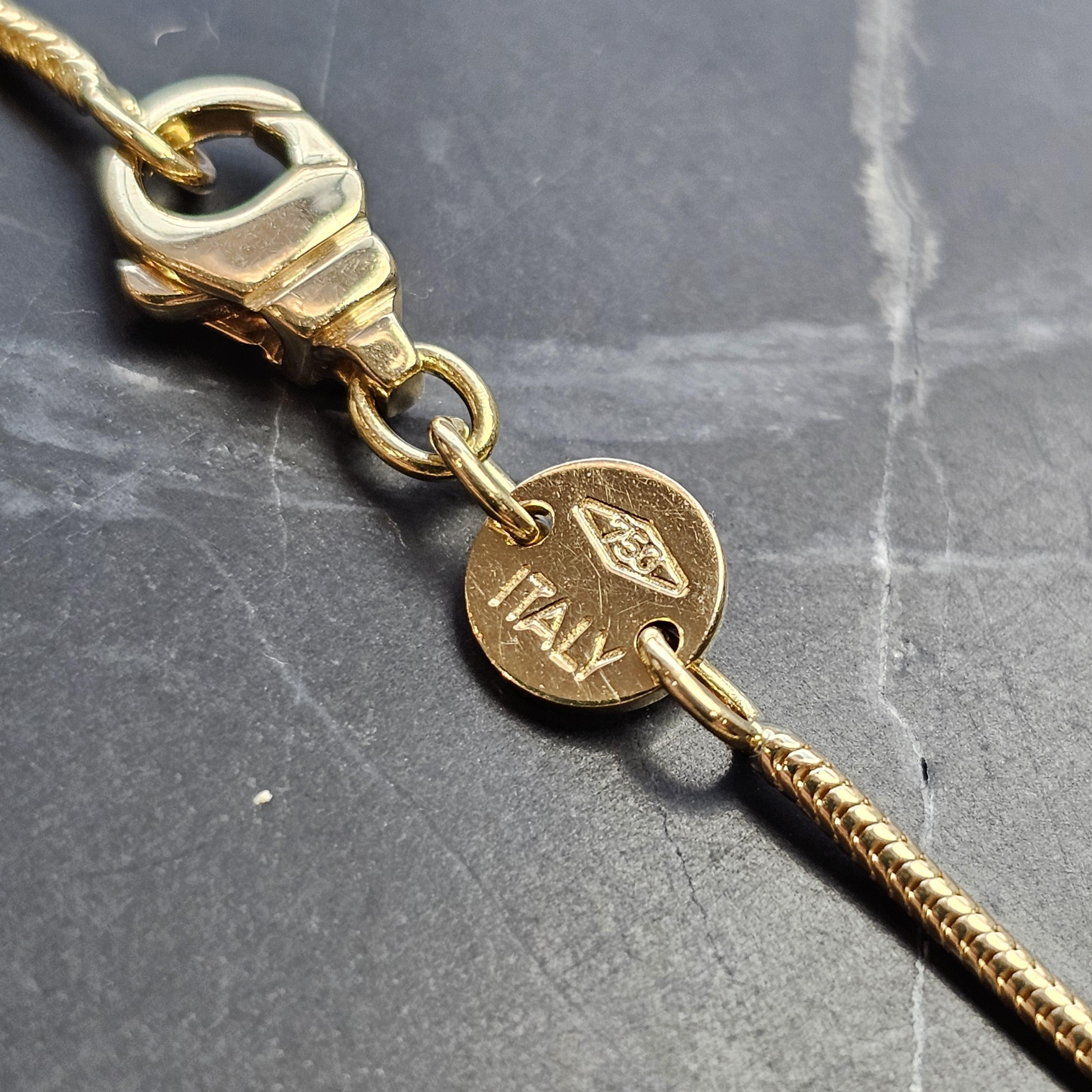 Movado Pendant Necklace 18k Yellow Gold Pave Diamond Heart Bar Rope Chain For Sale 1