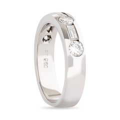 Bracelet cannelé Movado en platine avec diamants ronds et baguettes