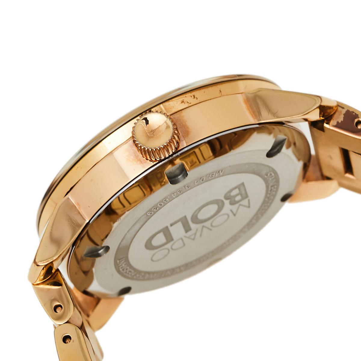 Movado Rose Gold Plated Bold MB.01.3.34.6039 Women's Wristwatch 36 mm In Fair Condition In Dubai, Al Qouz 2