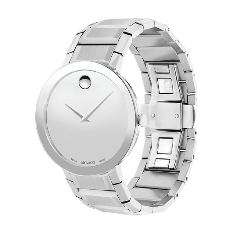 Movado Sapphire 39mm Silver Dial Stainless Steel Men's Watch 607178

Movado Sapphire, 39 mm stainless steel bezel-free case with flat edge-to-edge metalized sapphire crystal, silver mirror Museum dial and stainless steel bracelet.


Dial: Silver